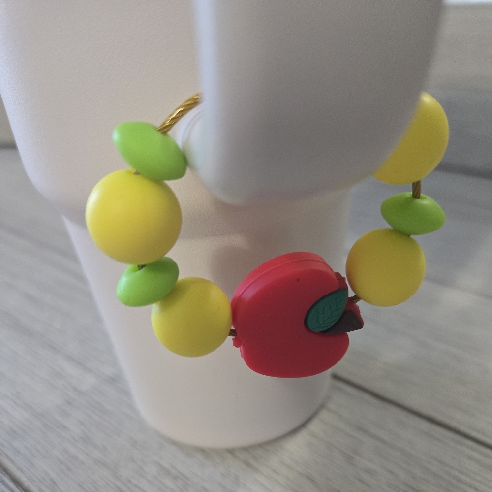 NEW Beaded Apple Teacher Tumbler Charm